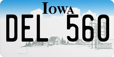 IA license plate DEL560