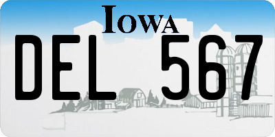 IA license plate DEL567