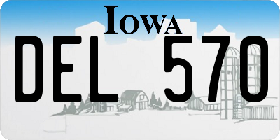 IA license plate DEL570