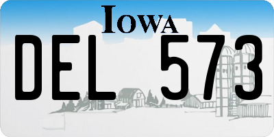 IA license plate DEL573
