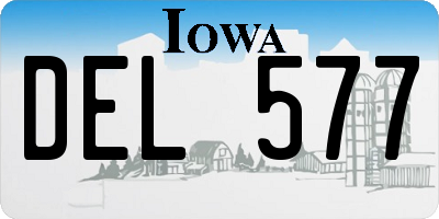 IA license plate DEL577