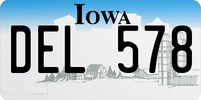 IA license plate DEL578