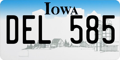IA license plate DEL585