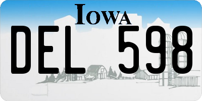 IA license plate DEL598