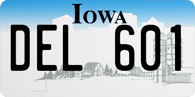 IA license plate DEL601