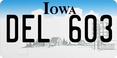 IA license plate DEL603