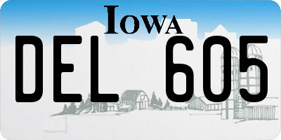 IA license plate DEL605
