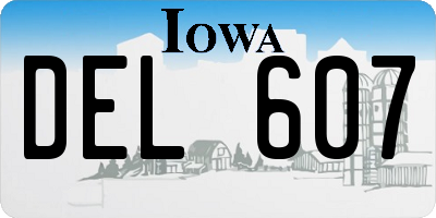 IA license plate DEL607