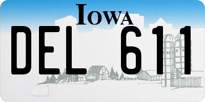 IA license plate DEL611