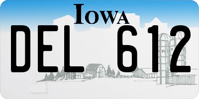 IA license plate DEL612
