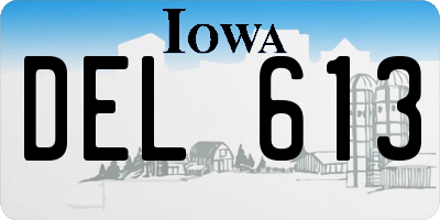 IA license plate DEL613