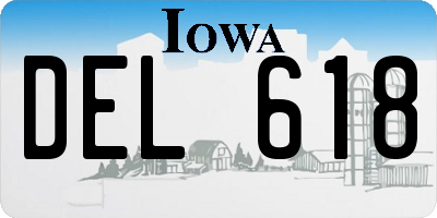 IA license plate DEL618