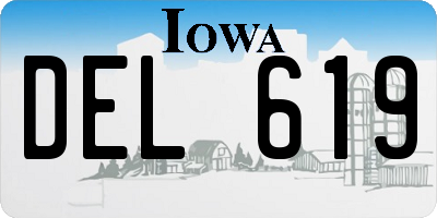 IA license plate DEL619