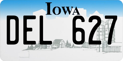 IA license plate DEL627