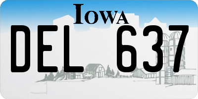 IA license plate DEL637