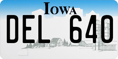 IA license plate DEL640