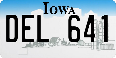 IA license plate DEL641