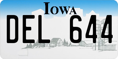 IA license plate DEL644