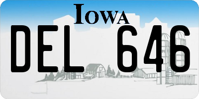 IA license plate DEL646