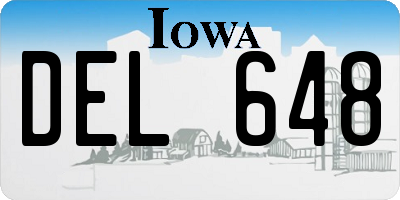 IA license plate DEL648
