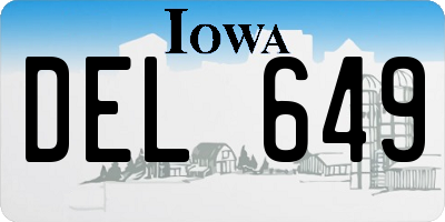 IA license plate DEL649