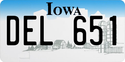 IA license plate DEL651