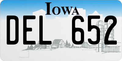 IA license plate DEL652