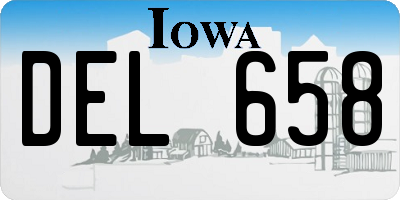 IA license plate DEL658