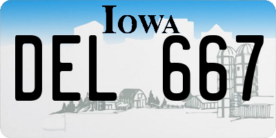 IA license plate DEL667