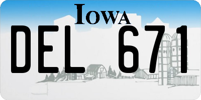 IA license plate DEL671