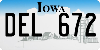 IA license plate DEL672