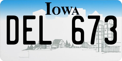 IA license plate DEL673