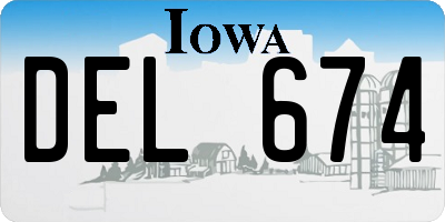 IA license plate DEL674