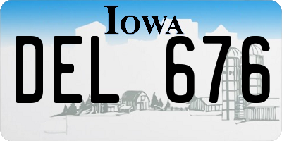 IA license plate DEL676