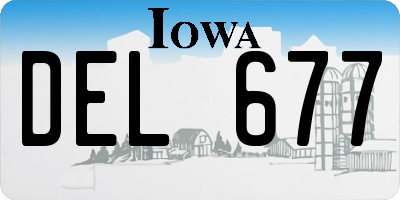IA license plate DEL677