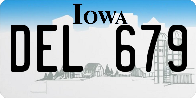 IA license plate DEL679