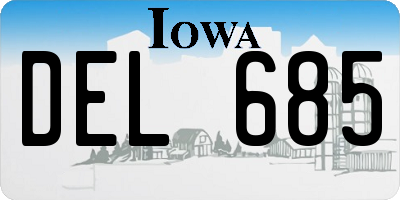 IA license plate DEL685