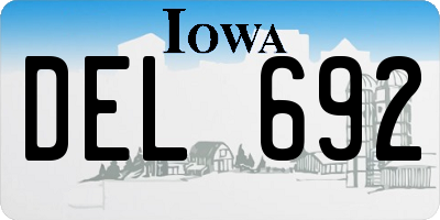 IA license plate DEL692