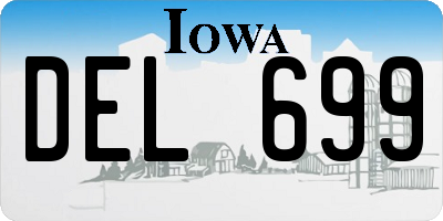 IA license plate DEL699