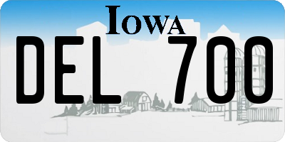 IA license plate DEL700