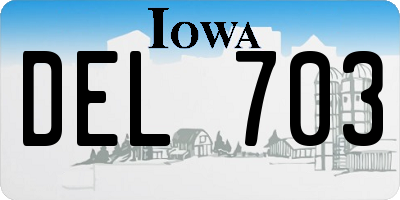 IA license plate DEL703