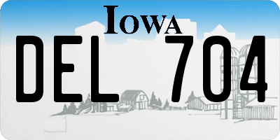 IA license plate DEL704