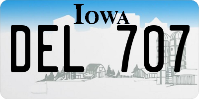 IA license plate DEL707
