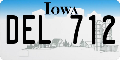 IA license plate DEL712