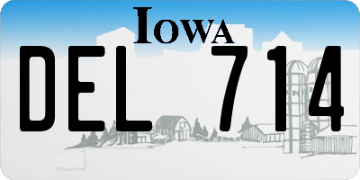 IA license plate DEL714