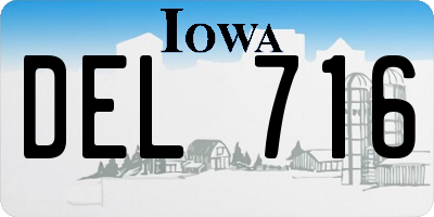 IA license plate DEL716