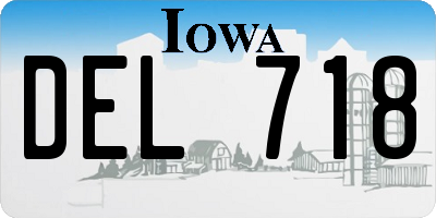 IA license plate DEL718