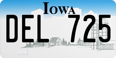 IA license plate DEL725
