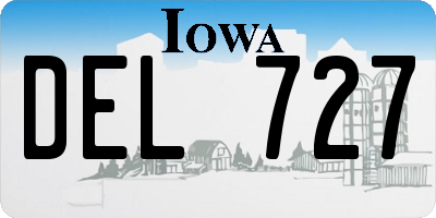 IA license plate DEL727