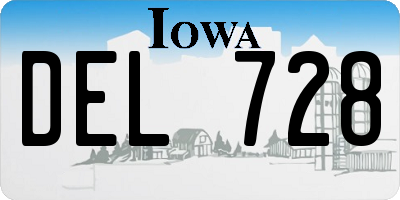 IA license plate DEL728